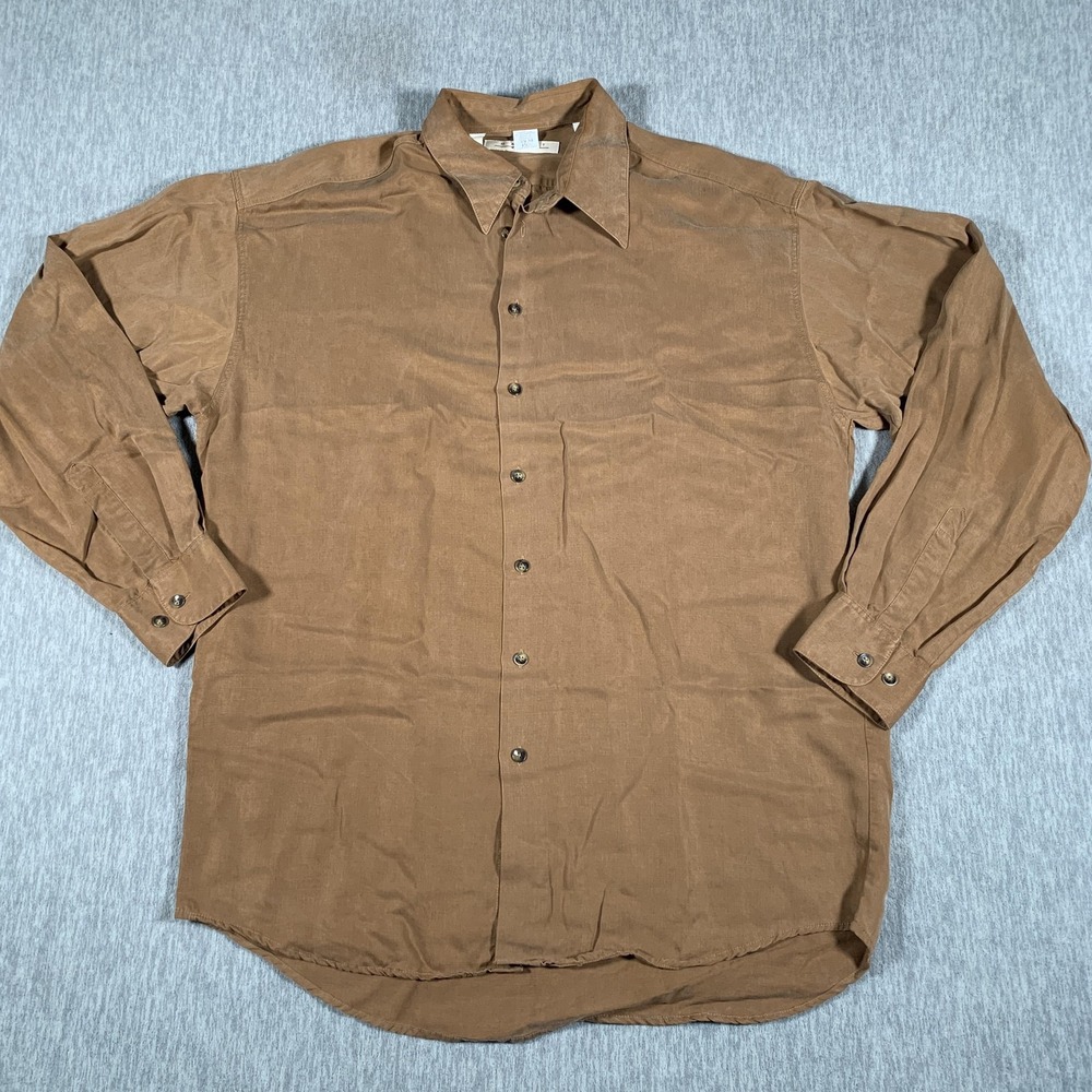 Haupt Shirt Mens Medium‎ Brown Tencel Lyocell Button Down Casual Made in Germany